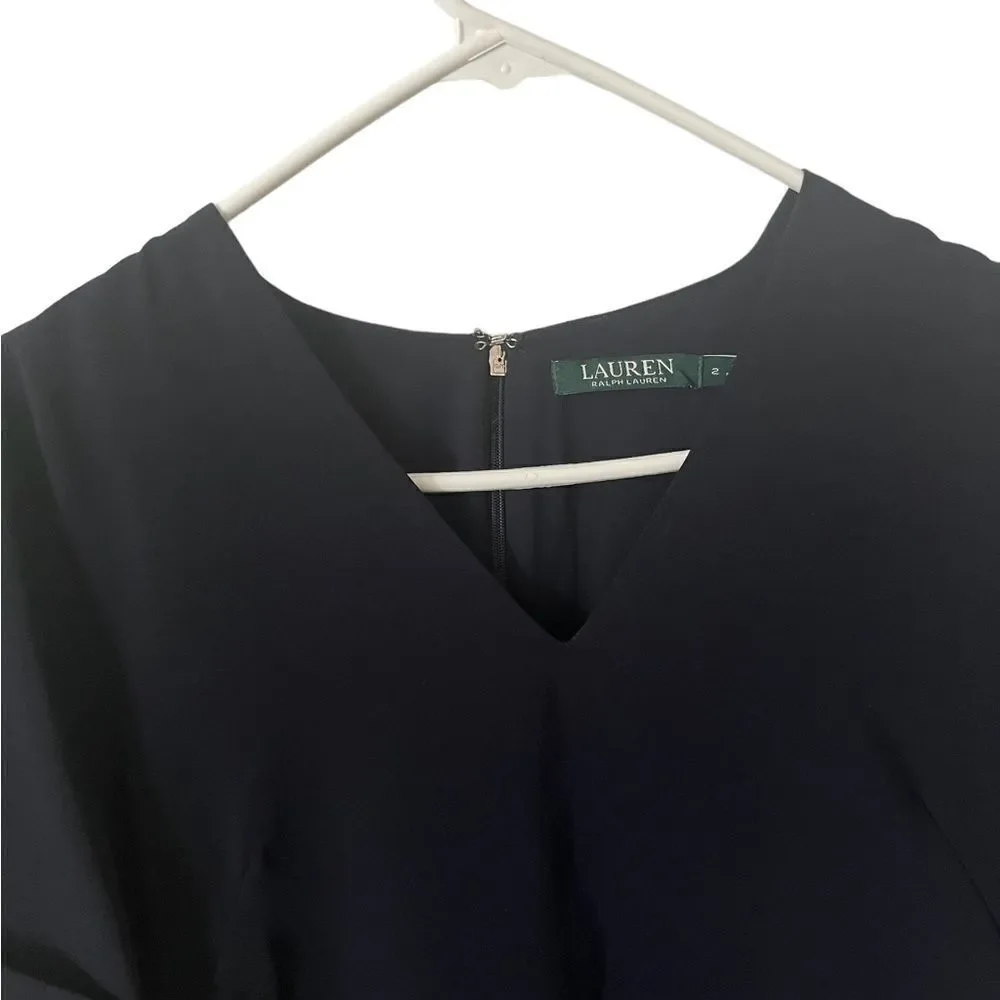 Lauren by Ralph Lauren V Neckline Navy Blue Dress